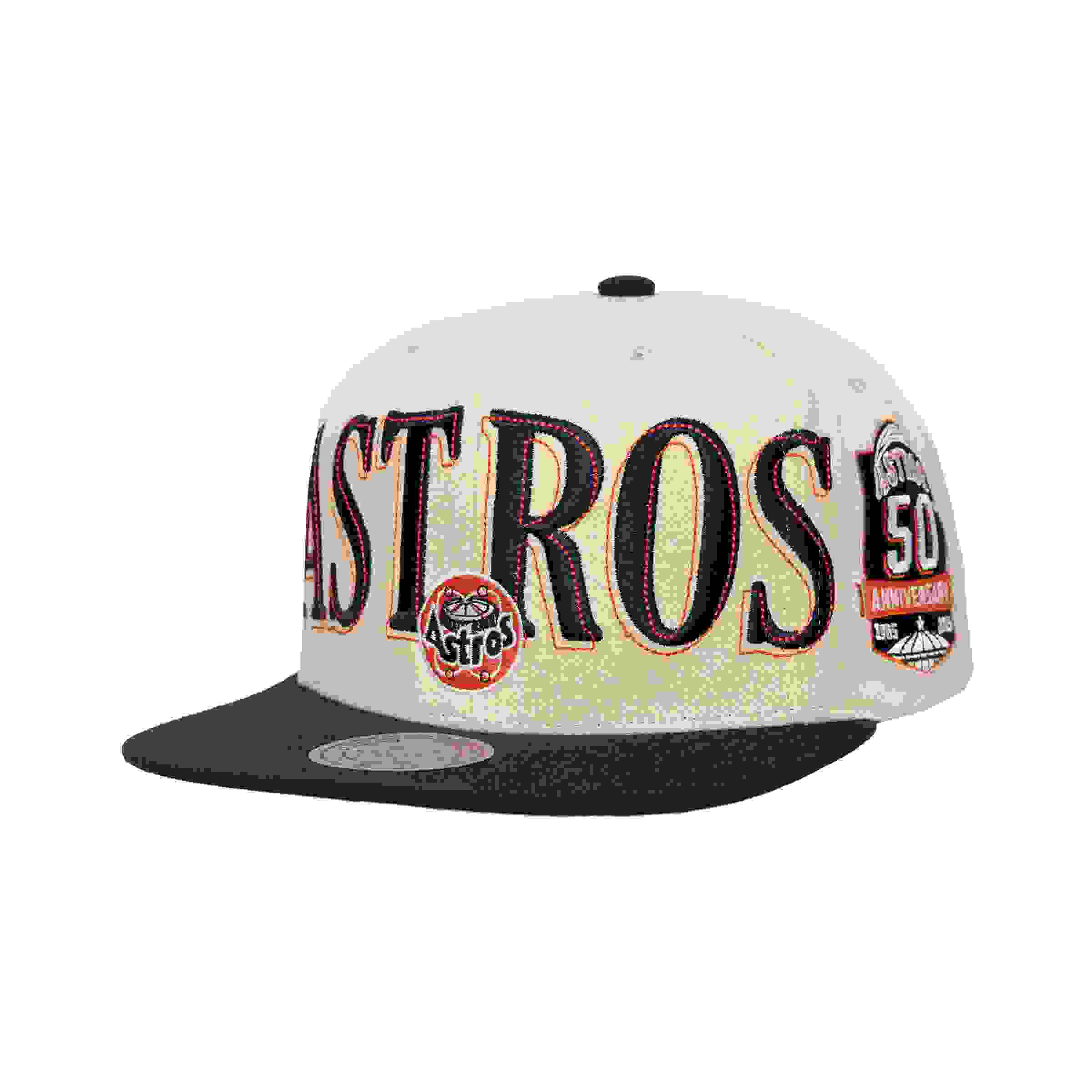 Mitchell & Ness Houston Astros Across Board Cream Snapback Hat